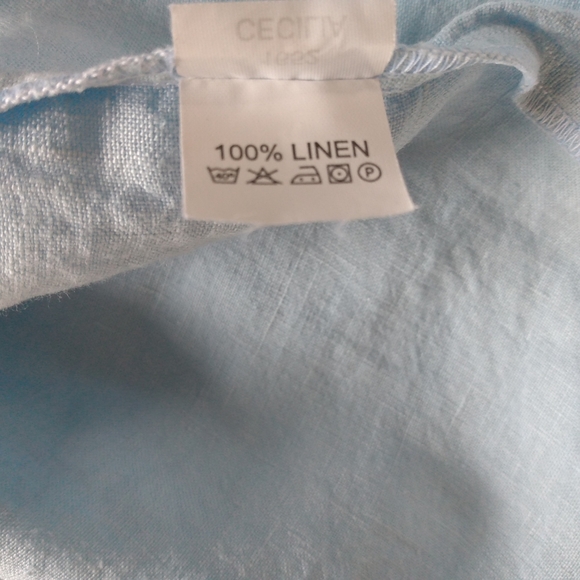 Nantucket Summer 100% Linen Sea Blue Beach Dress Classic House Picnic Cottage L - Picture 15 of 16